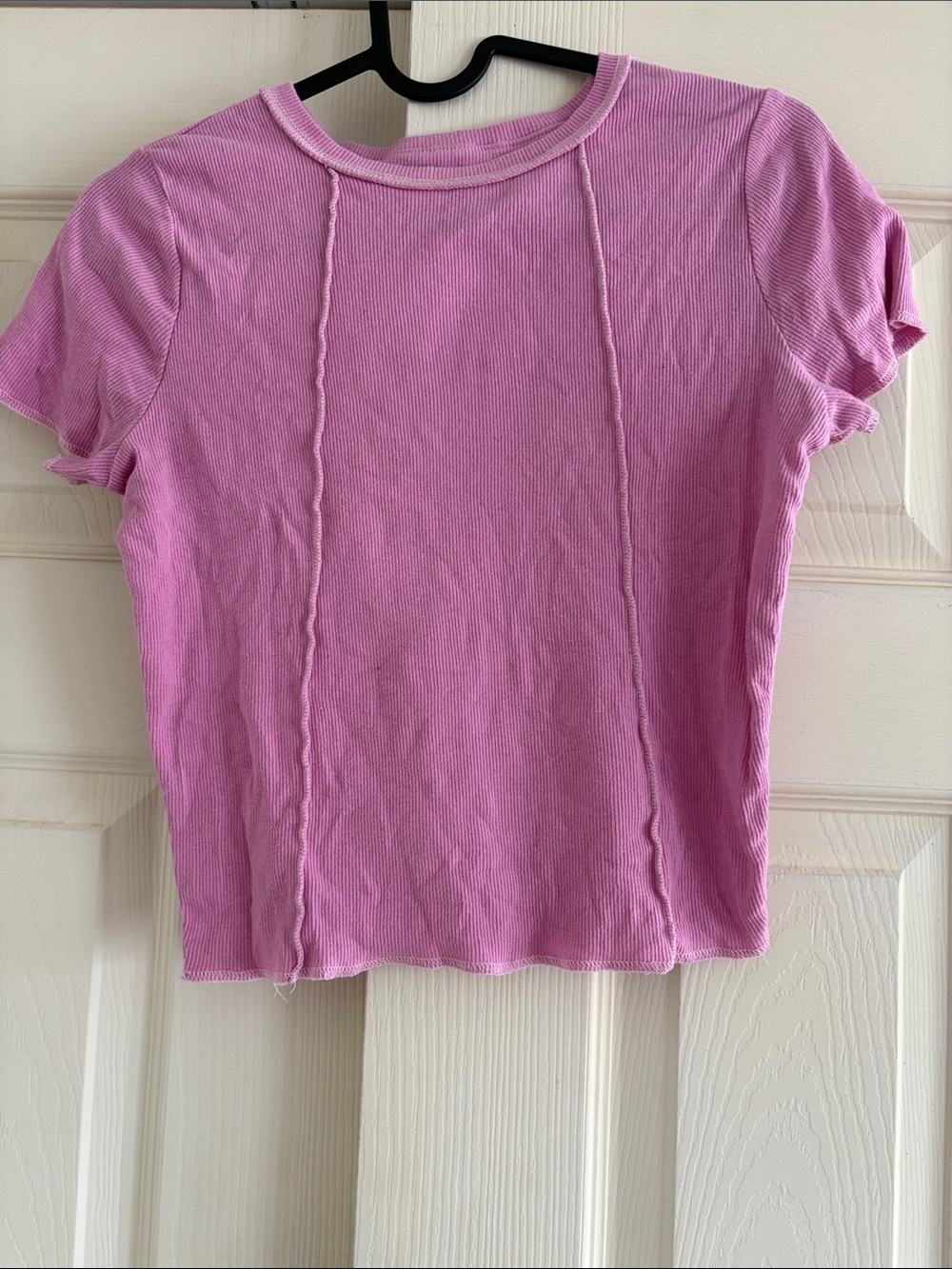 Hollister Pink Ribbed Short Sleeve Tee